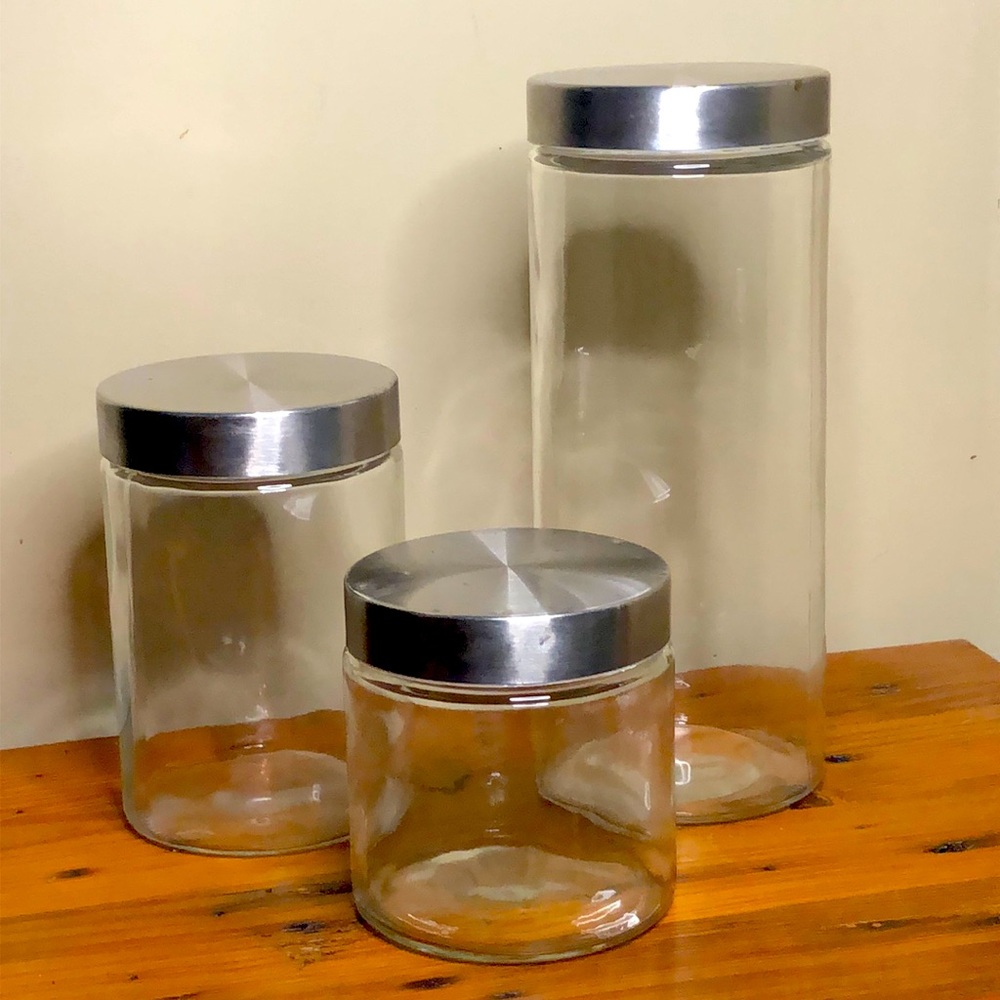Glass storage jar set